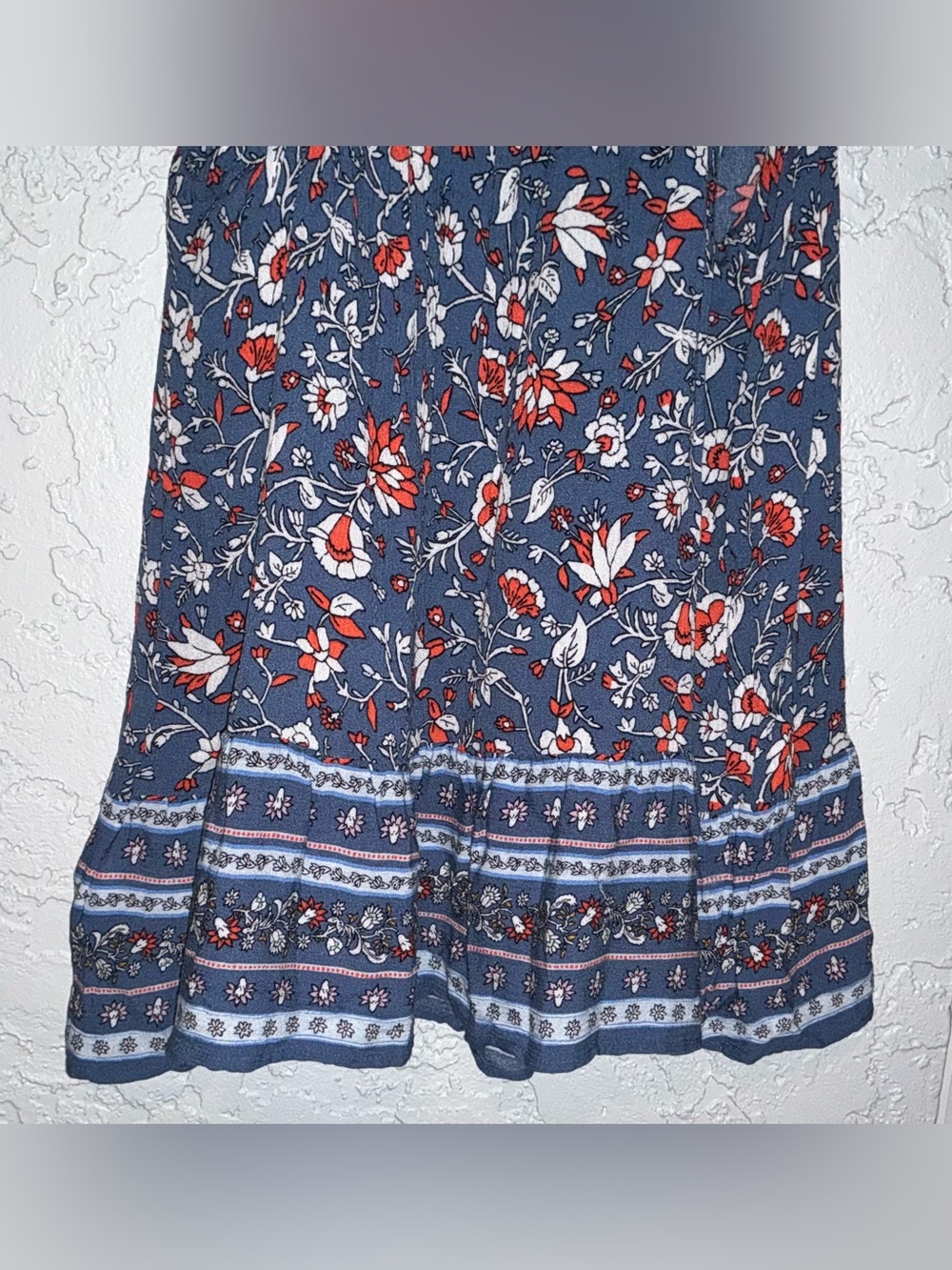Old Navy Blue Floral with Red and White Blossoms Tank - Picture 6 of 9